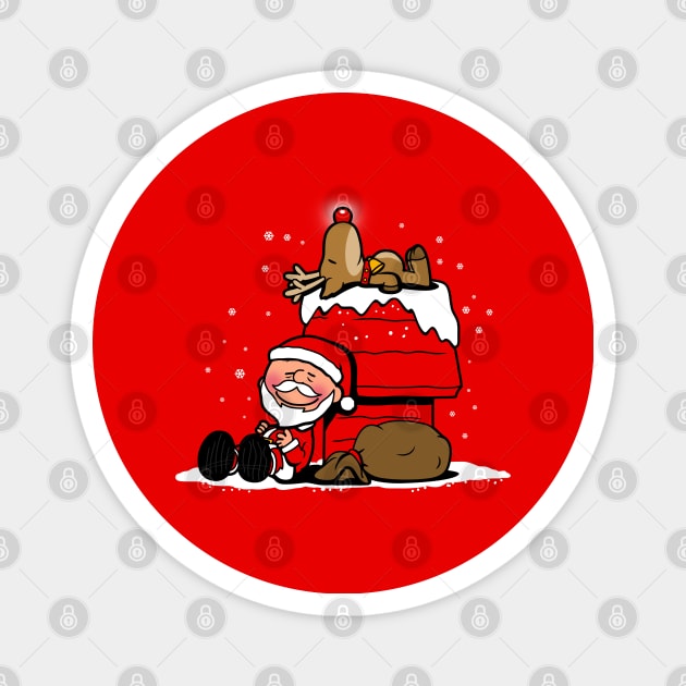 Cute Santa Claus And Rudolph Christmas Winter Funny Christmas Cartoon Gift Magnet by BoggsNicolas